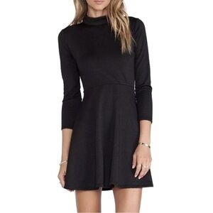 Free People Textured High Neck Open Back Skater Dress Black Large
